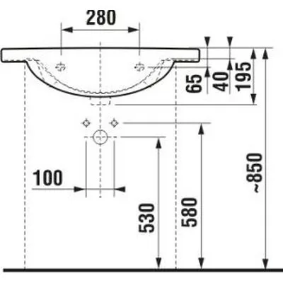 Jika Lyra Plus beépíthető mosdó csaplyuk nélkül 80 cm fehér (8133870001091)