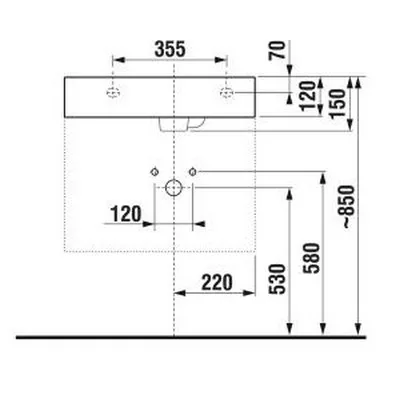 Jika Pure beépíthető mosdó csaplyukkal jobbra 50 cm fehér (8134210001061)