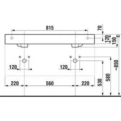 Jika Pure kettős beépíthető mosdó csaplyukkal 100 cm fehér (8144220001041)