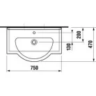 Jika Mio beépíthető mosdó 75 cm pergamon (8147160491041)