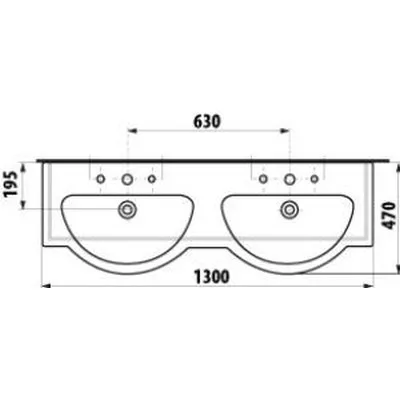 Jika Mio dupla beépíthető mosdó 130 cm fehér (8147190001041)