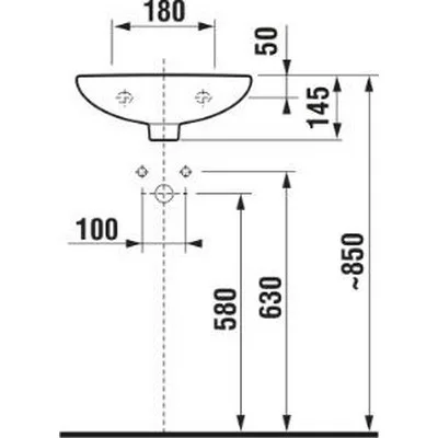 Jika Lyra Plus fali kézmosó 40 cm csaplyuk nélkül fehér (8153810001091)