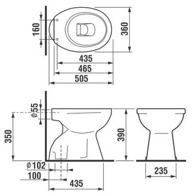 Jika Zeta plus álló WC csésze mélyöblítésű alsó kifolyású fehér (8217460000001)