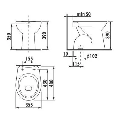 Jika Zeta álló WC csésze mélyöblítésű alsó kifolyású fehér (8223970000001)