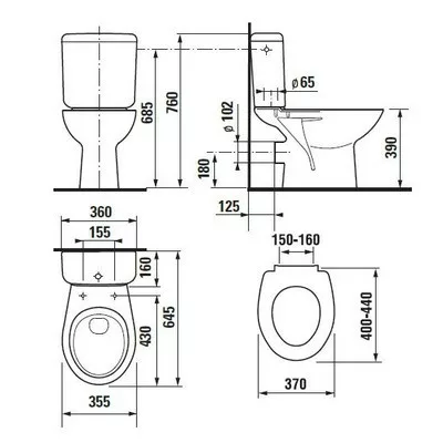 Jika Zeta kombi monoblokkos WC szett hátsó kifolyású oldalsó vízbekötéssel (8253960002411)