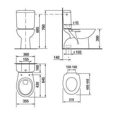 Jika Zeta monoblokkos WC szett alsó kifolyású oldalsó vízbekötéssel (8253970002411)