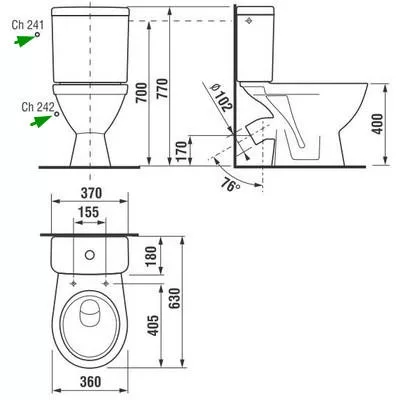 Jika Lyra Plus monoblokkos WC hátsó ferde kifolyású alsó vízbekötéssel (8263840002421)