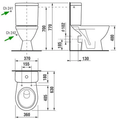 Jika Lyra Plus monoblokkos WC csésze hátsó kifolyású alsó vízbekötéssel (8263860002421)