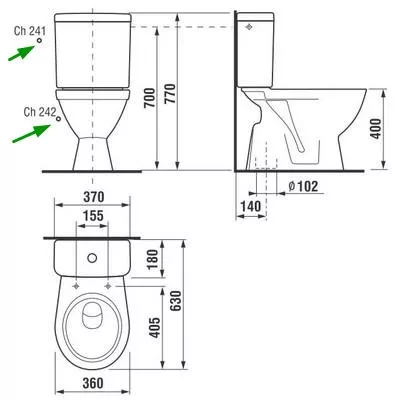 Jika Lyra Plus monoblokkos WC csésze alsó kifolyású oldalsó vízbekötéssel (8263870002411)