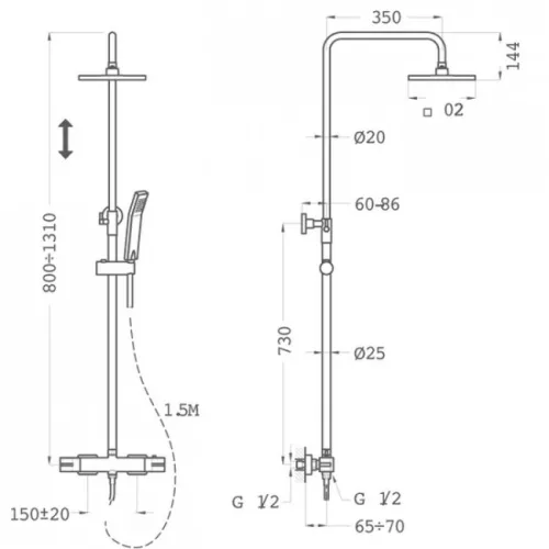 Teka Soller termosztátos zuhanyszett komplett fekete 85238020N 