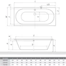 Roltechnik Malibu Neo egyenes kád 180 cm középlefolyós 9180000