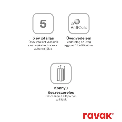 Ravak Supernova APSS-75 fix oldalfal 198 fekete+transparent