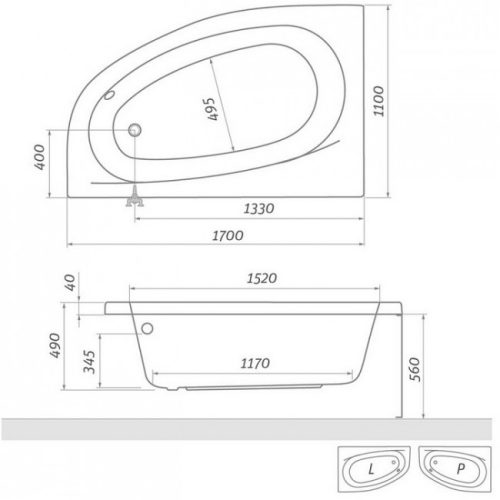 Roltechnik ISABELLA NEO L aszimmetrikus balos sarokkád 170x110 9700000