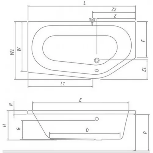 Roltechnik ACTIVA NEO aszimmetrikus balos sarokkád méret