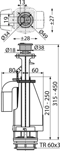 Öblítőszelep kettős gombbal (A08A)