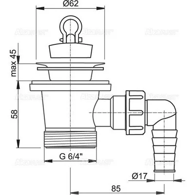 Alcaplast A31P leeresztő szelep 6/4 col csatlakozóval (A31P)