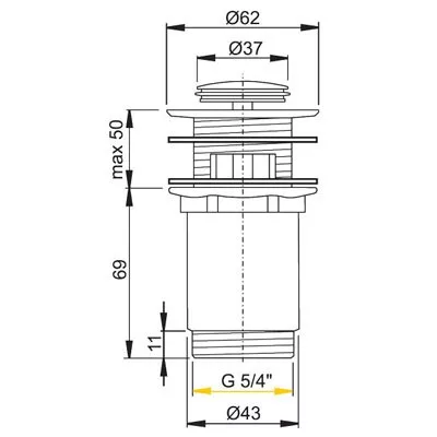 Alcaplast ClickClack leeresztő A391 fém 5/4 es kis dugóval (A391)