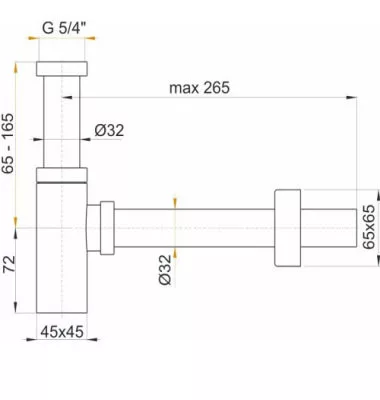Alcaplast A401 mosdó szifon 32 mm fém design rendszer (A401)