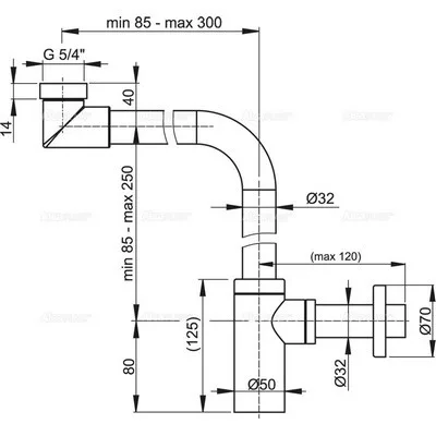 Alcaplast A403 Design mosdószifon fém (A403)