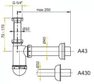 Alcaplast A430 mosdó szifon leeresztőszelep nélkül 5/4 col menettel (A430)