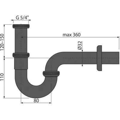 Alcaplast A4320Black mosdó szifon 5/4 col A4320BLACK