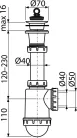 Alca A442-DN50/40 mosogató szifon műanyag leeresztő ráccsal (A442-DN50/40)
