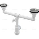 Alcaplast A453P kétmedencés mosogatószifon fém leeresztővel csatlakozóval (A453P)