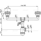 Alcaplast A453P kétmedencés mosogatószifon fém leeresztővel csatlakozóval (A453P)