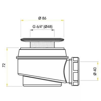 Alcaplast A46/60 mm-es zuhanytálca szifon rozsdamentes acél ráccsal (A46-60)