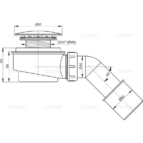 Alcaplast A471CR-60 zuhanytálca szifon 60 mm króm A471CR-60