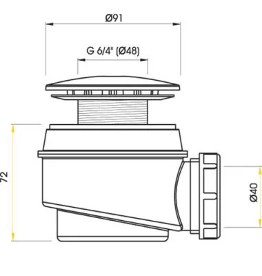 Alcaplast 47CR/60 mm-es króm zuhanytálca szifon (A47CR-60)