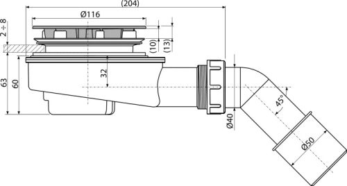Alcadrain zuhanytálca lefolyó készlet, króm (A491CR)