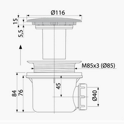 Alcaplast A49ANTIC zuhanytálca szifon fém bronz (A49ANTIC)