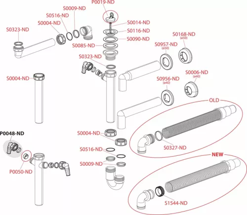 Alca A81-DN40 típusú konyhai csőszifon mosógép csatlakoztatási lehetőséggel (A81-DN40)
