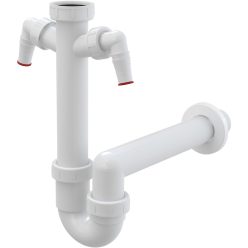   Alca A82-DN40 csőszifon 6/4" hollandi anyával és két mosogatógépcsatlakozóval – Ø40 mm, mosogatóhoz (A82-DN40)