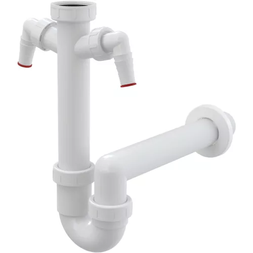 Alca A82-DN40 csőszifon 6/4" hollandi anyával és két mosogatógépcsatlakozóval – Ø40 mm, mosogatóhoz (A82-DN40)