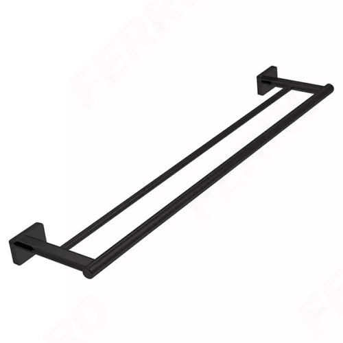 Ferro greta dupla törülközőtartó 60cm, matt fekete (AGR10BL)