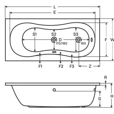 Wellis Aral akril egyenes kád 160 cm AK00540
