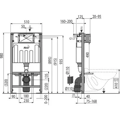 Alcaplast AM101 1000 mm Sádromodul beépíthető WC tartály szerelőkerettel fali WC részére (AM101-1000)