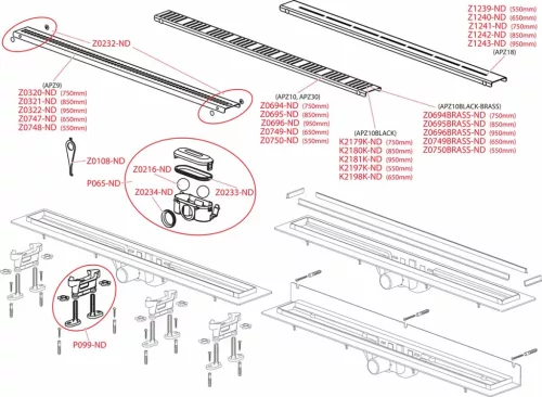 ALCA Folyóka szegéllyel 850 mm vastagsága padlóburkolattal 74mm,műanyag (APZ9-850M)