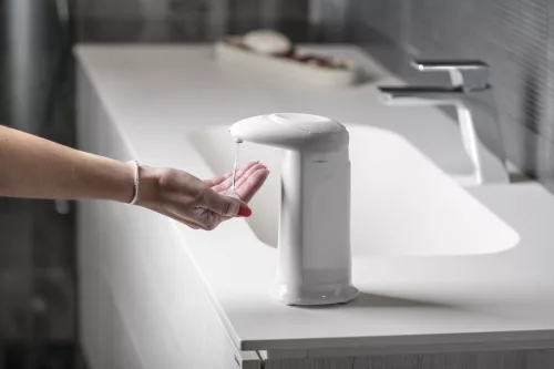 AQUALINE automata szappanadagoló, 350ml, 83x196x135mm, ABS/fehér (08131)