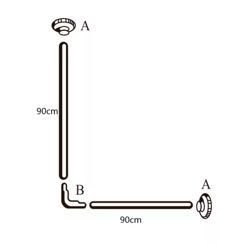AQUALINE sarok zuhanyfüggönytartó, átm:2,5cmx90x90cm, alumínium/fehér (AC9090)