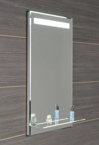 AQUALINE LED tükör világítással, üveg polc, billenő kapcsoló, 50x80cm (ATH52)