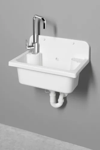 Aqualine Fali kiöntő, szifonnal, 55x37cm, PVC, fehér