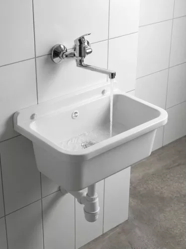 Aqualine Fali kiöntő, szifonnal, 55x34cm, PVC, fehér