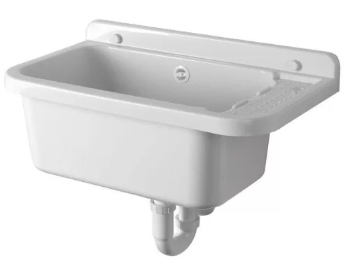 Aqualine Fali kiöntő rakodó felülettel, szifonnal, 60x34cm, PVC, fehér