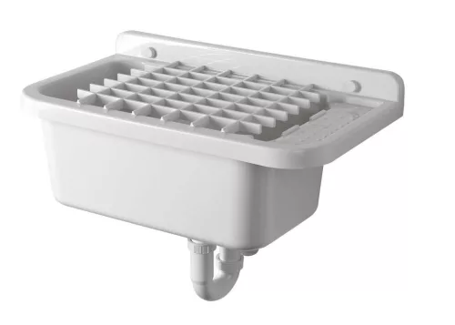 Aqualine Fali kiöntő rakodó felülettel, szifonnal, 60x34cm, PVC, fehér