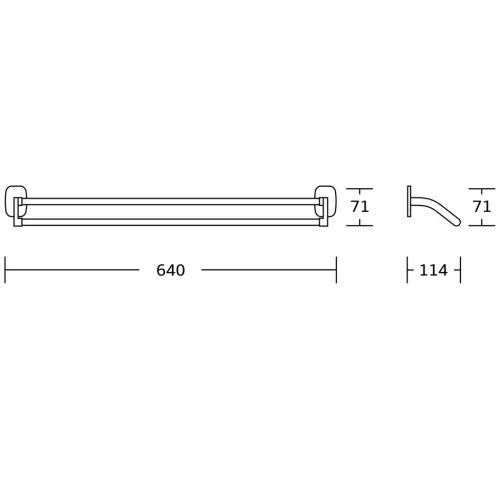 AQUALINE RUMBA dupla törölközőtartó, méretre vágható, 600mm, króm (RB111)