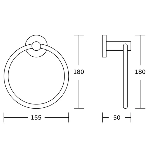 AQUALINE SAMBA törölközőtartó, kör, króm (SB106)