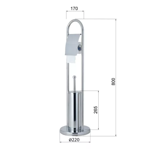AQUALINE SAMBA álló WC-kefe és papírtartó, króm (SB131)